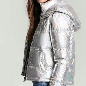 Limited Iridescent Puffer Jacket Coat Forever21 M